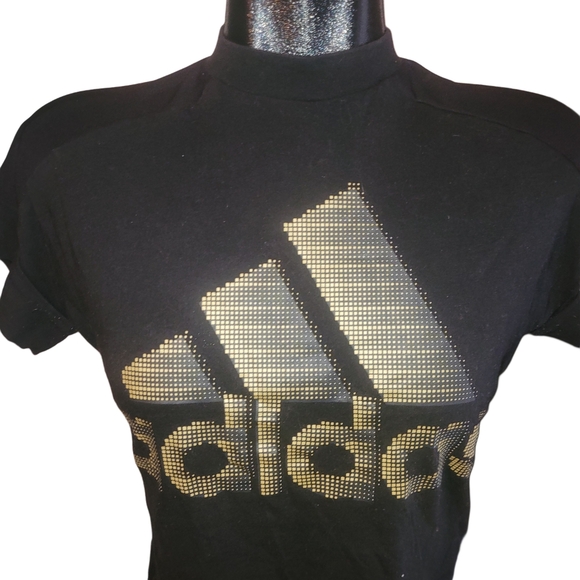 Adidas Black and Gold Logo Crop Top S - Picture 2 of 5